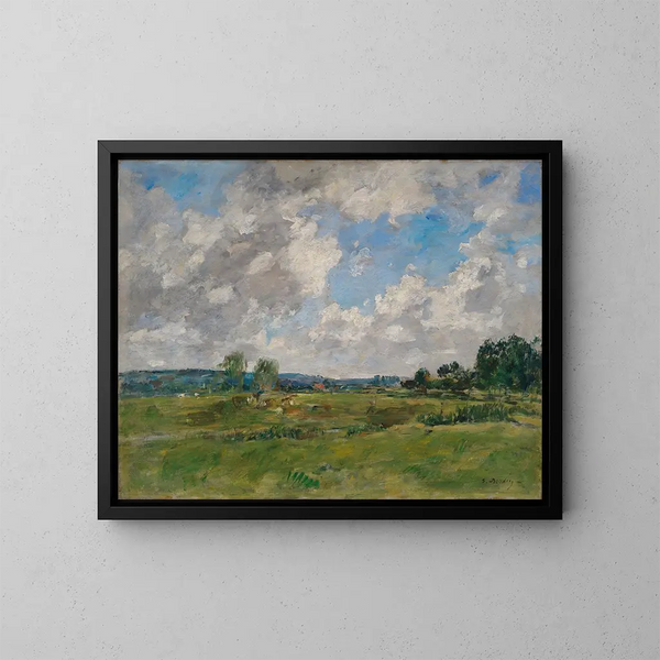 La vallée de la Touques - Eugène Boudin — indrammet kunstværk på væggen
