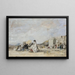 Dame i hvid på stranden ved Trouville - Eugène Boudin — indrammet kunstværk på væggen