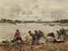 Laveuses ved bredden af Touques - Eugène Boudin — visning af kunstværket