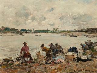 Laveuses ved bredden af Touques - Eugène Boudin — visning af kunstværket