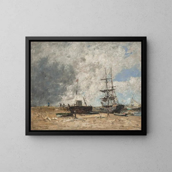 Le rivage de Trouville, marée basse - Eugène Boudin — indrammet kunstværk på væggen