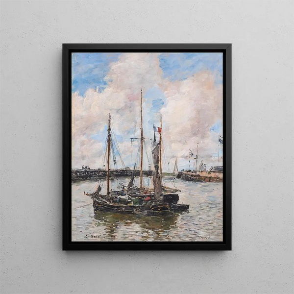 L'entréen af Trouville havn - Eugène Boudin — indrammet kunstværk på væggen