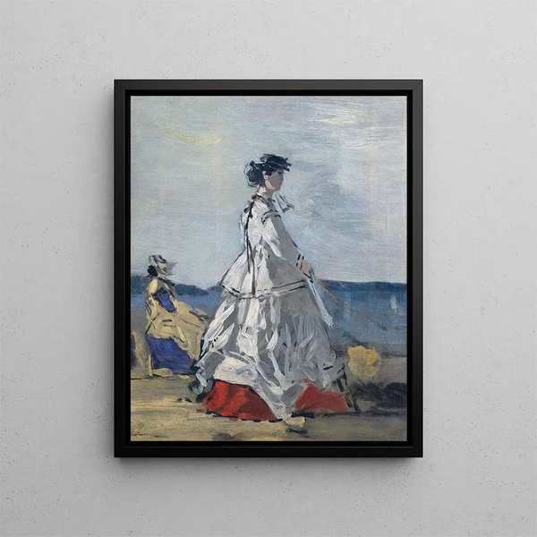 La princesse Pauline Metternich sur la plage - Eugène Boudin — indrammet kunstværk på væggen