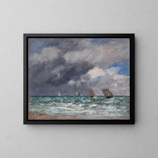 Bateaux à voile près de Trouville - Eugène Boudin — indrammet kunstværk på væggen