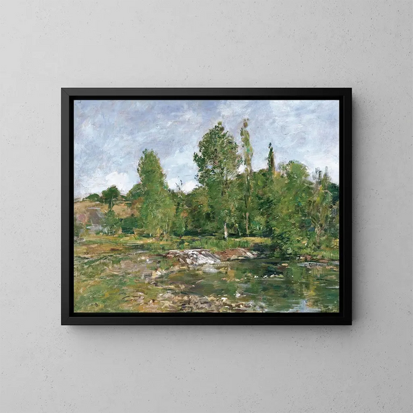 Saint-Cénery og dammen - Eugène Boudin — indrammet kunstværk på væggen