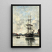 Navire sur la Touques - Eugène Boudin — indrammet kunstværk på væggen