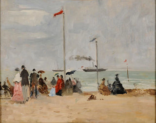 På stranden i Trouville - Eugène Boudin — visning af kunstværket