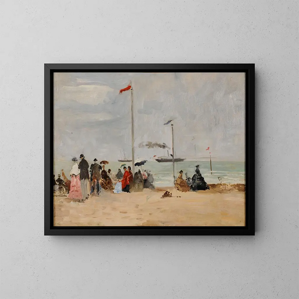 På stranden i Trouville - Eugène Boudin — indrammet kunstværk på væggen