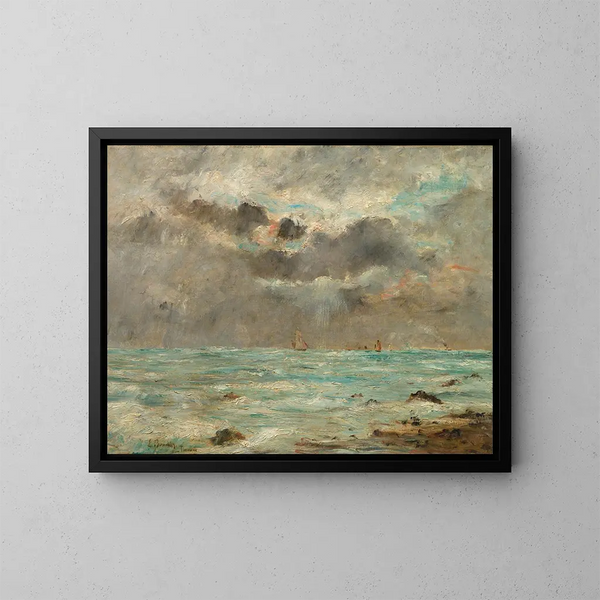 La Côte à Trouville - Eugène Boudin — indrammet kunstværk på væggen
