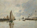 Trouville-maleri, havnepromenader ved højvande - Eugène Boudin — visning af kunstværket