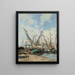 Trouville-maleri, havnen, forliste sejlskibe - Eugène Boudin — indrammet kunstværk på væggen