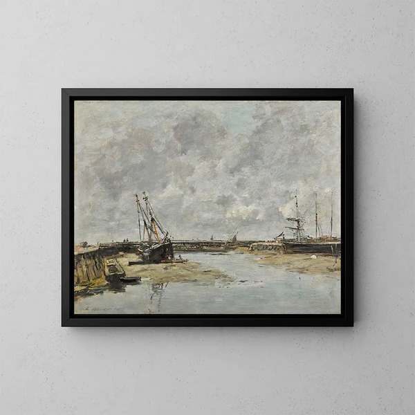 Trouville, molerne ved lavvande - Eugène Boudin — indrammet kunstværk på væggen