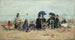 Trouville, strandscene - Eugène Boudin — visning af kunstværket
