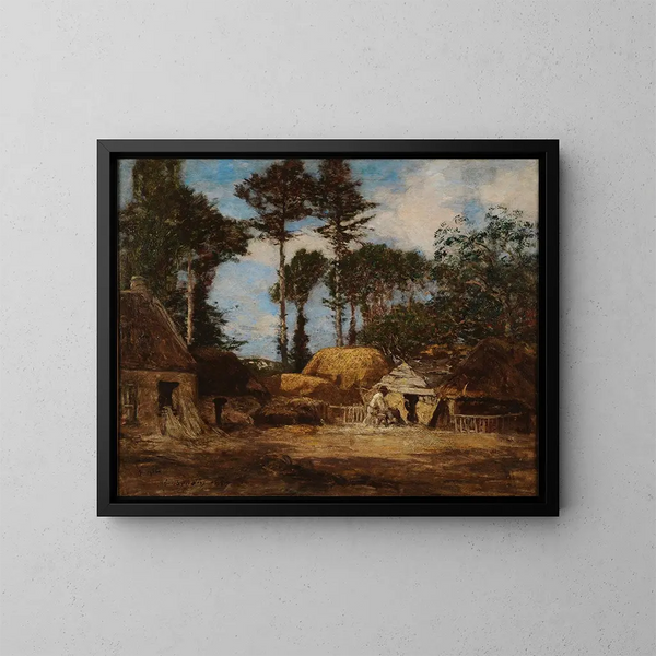 En gård i Bretagne - Eugène Boudin — indrammet kunstværk på væggen