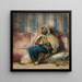 En mand i orientalsk kostume, der ryger på en sofa - Eugène Delacroix — indrammet kunstværk på væggen