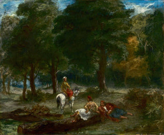 Cavaliers grecs se reposant dans la forêt - Eugène Delacroix — visning af kunstværket