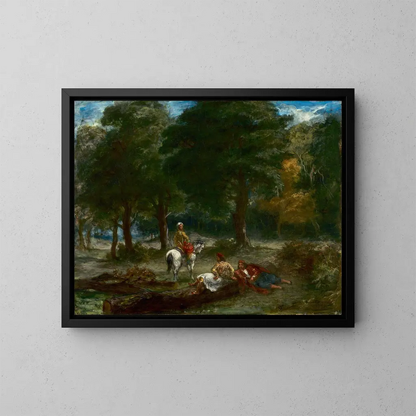 Cavaliers grecs se reposant dans la forêt - Eugène Delacroix — indrammet kunstværk på væggen