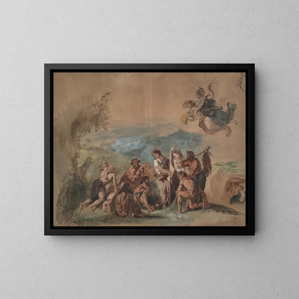 Orfeus bringer civilisationen til de barbariske forfædre af grækerne - Eugène Delacroix — indrammet kunstværk på væggen