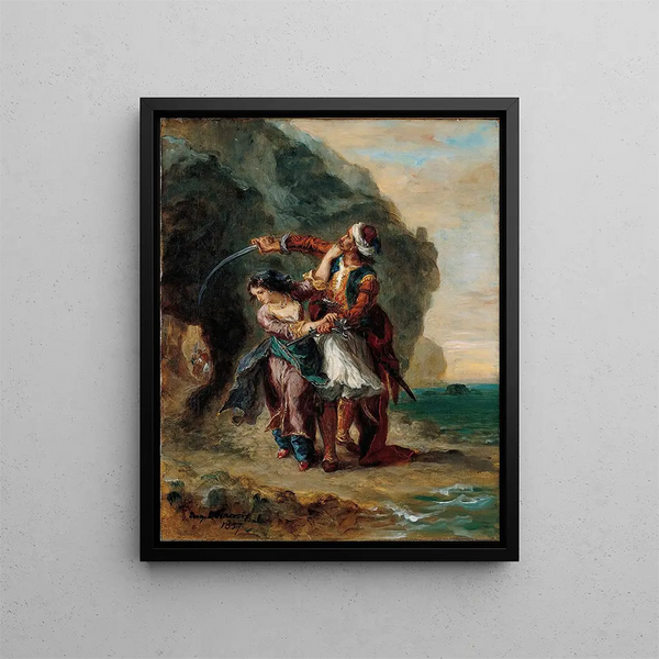 Selim og Zuleika - Eugène Delacroix — indrammet kunstværk på væggen
