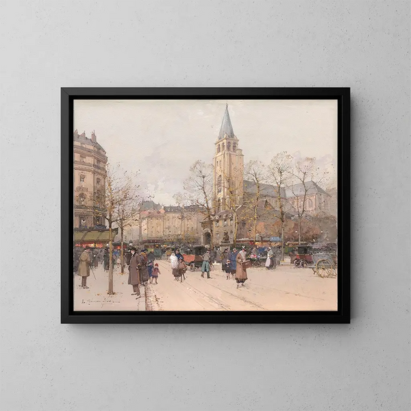 Vue des boulevards Saint-Germain-des-Prés - Eugène Galien-Laloue — indrammet kunstværk på væggen