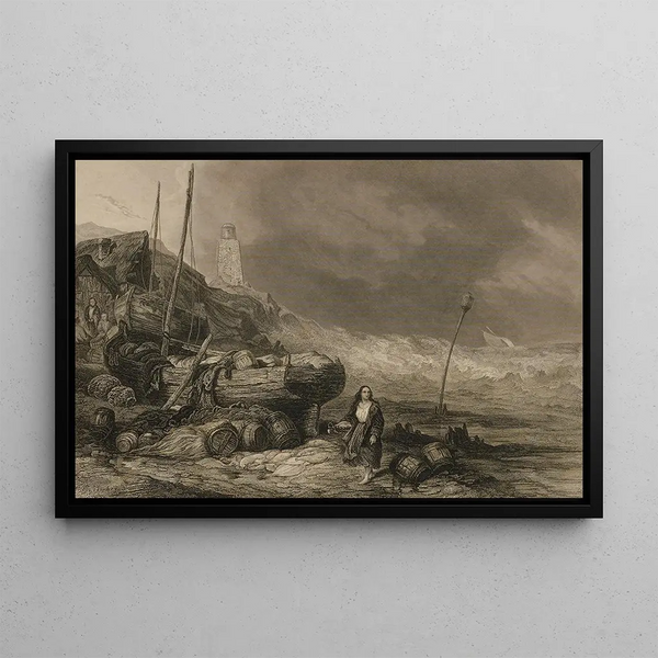 La plage - Eugène Isabey — indrammet kunstværk på væggen