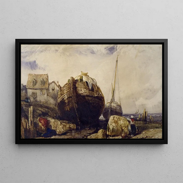 Bateaux de pêche - Eugène Isabey — indrammet kunstværk på væggen