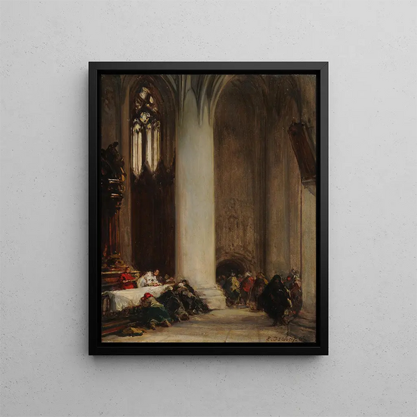 La Communion - Eugène Isabey — indrammet kunstværk på væggen