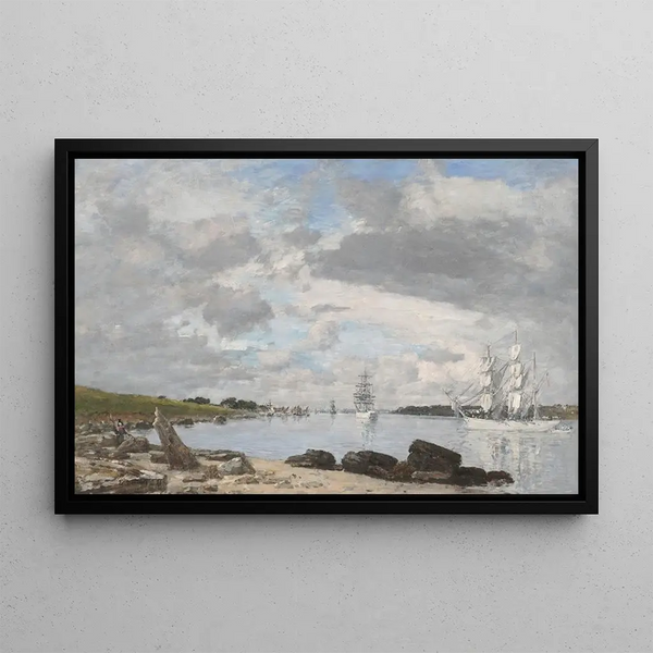 La Baie ved udmundingen af Elorn-floden Landerneau - Eugène Louis Boudin — indrammet kunstværk på væggen