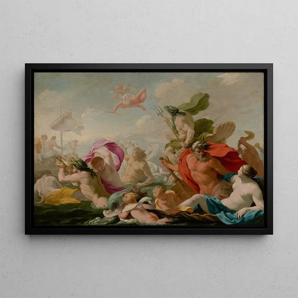 "De havguder hylder kærligheden" - Eustache Le Sueur — indrammet kunstværk på væggen