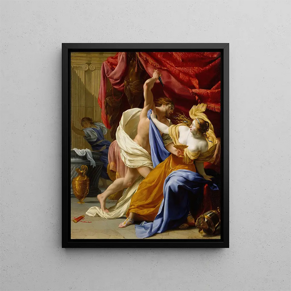 Tamar, der bliver voldtaget - Eustache Le Sueur — indrammet kunstværk på væggen