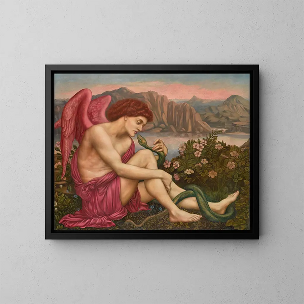 L'Ange med Slangen - Evelyn De Morgan — indrammet kunstværk på væggen