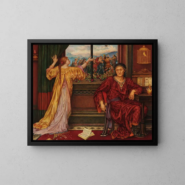 La Cage dorée - Evelyn De Morgan — indrammet kunstværk på væggen