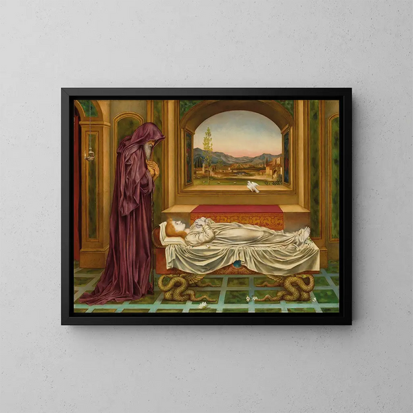 Le Juif errant que les dieux aiment meurt jeune - Evelyn De Morgan — indrammet kunstværk på væggen