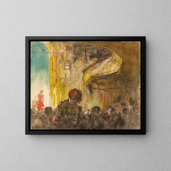 Paris musikrum - Everett Shinn — indrammet kunstværk på væggen