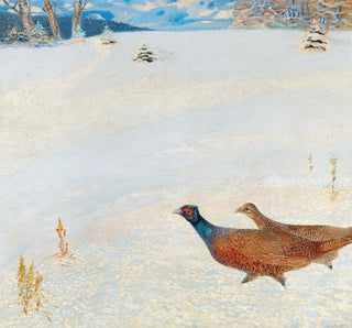 Faisans dans un paysage d'hiver - Hugo Baar