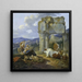 Familie af hyrder ved ruinerne af Vespasians tempel - Johann Heinrich Roos — indrammet kunstværk på væggen