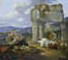 Familie af hyrder ved ruinerne af Vespasians tempel - Johann Heinrich Roos — visning af kunstværket
