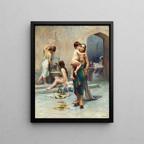 Hamam, badet - Fausto Zonaro — indrammet kunstværk på væggen
