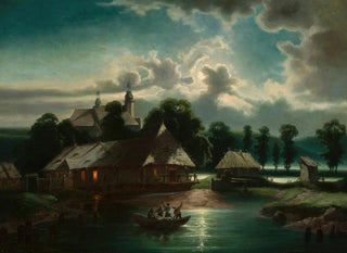 Feliks Brzozowski - Countryside landscape at night.webp