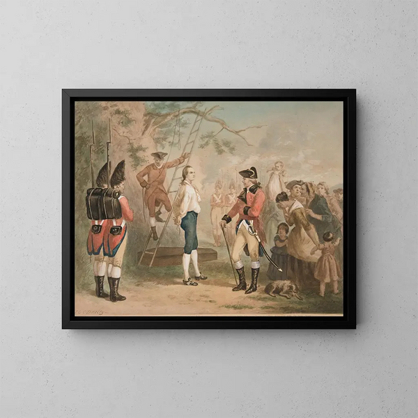 de sidste ord af Nathan Hale - Felix O. C. Darley — indrammet kunstværk på væggen