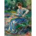 Reproduktion af maleriet Kvinde Læsende på en bænk - Pierre-Auguste Renoir