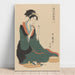 Reproduktion af maleriet Kvindemaleri med tråd - Kitagawa Utamaro