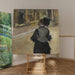 Reproduktion af maleriet Kvindemaleri set fra ryggen (Besøg på et museum) - Edgar Degas
