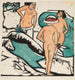 kvinder, der bader mellem hvide sten - Ernst Ludwig Kirchner — visning af kunstværket