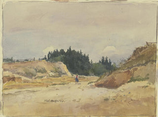 Ferdinand Balzer - Hohlweg mit sandigem Boden auf welchem ein kleines Mdchen schreitet.webp