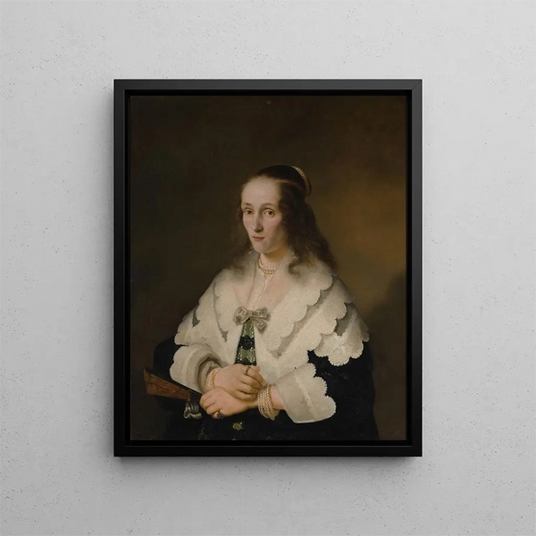 Portrait af en kvinde - Ferdinand Bol — indrammet kunstværk på væggen