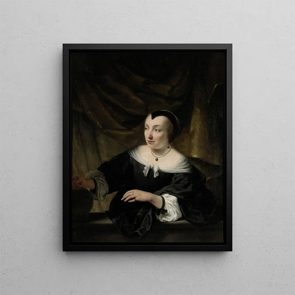 Portrait af Elisabeth Dell - Ferdinand Bol — indrammet kunstværk på væggen