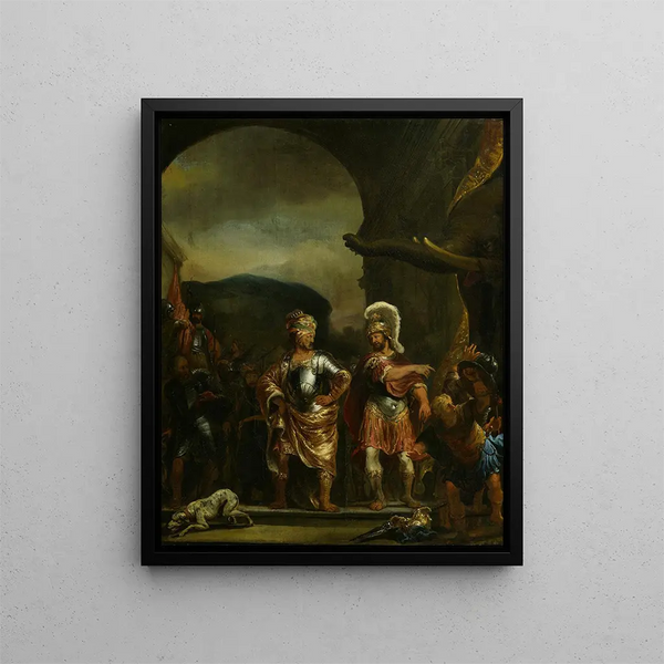 Le calme Fabricius i Pyrrhus' militærlejr - Ferdinand Bol — indrammet kunstværk på væggen
