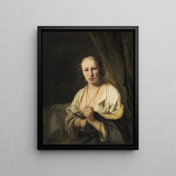 Kvinder med perler i håret - Ferdinand Bol — indrammet kunstværk på væggen