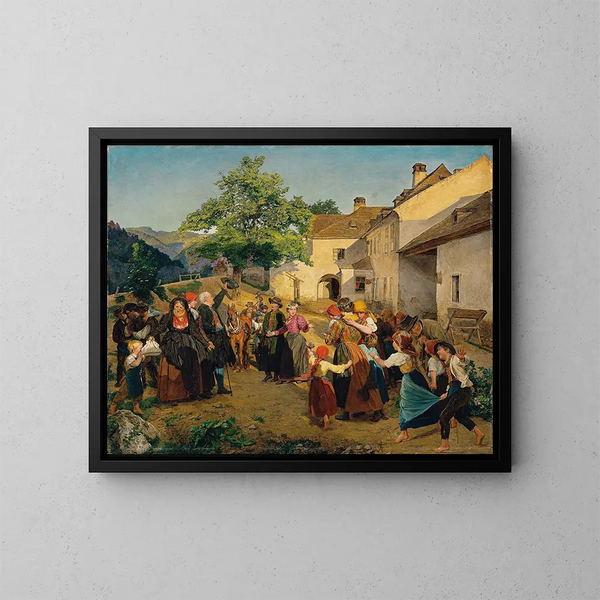 Le départ de la mariée de la maison de ses parents - Ferdinand Georg Waldmüller — indrammet kunstværk på væggen